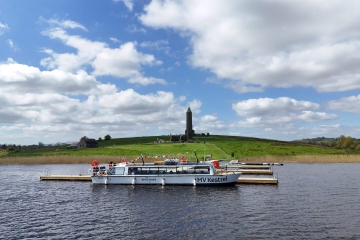 a small boat in a large body of water